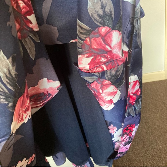 Betsy & Adam 6 Blue Floral Off Shoulder Dress Sleeveless Long Maxi Sheer Waist - Picture 8 of 12